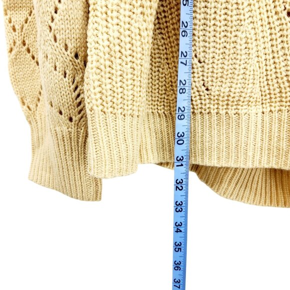 Beige Knit Sweater Size 2XL With Diamond Pattern Sleeves & Ribbed Hem - Picture 4 of 9